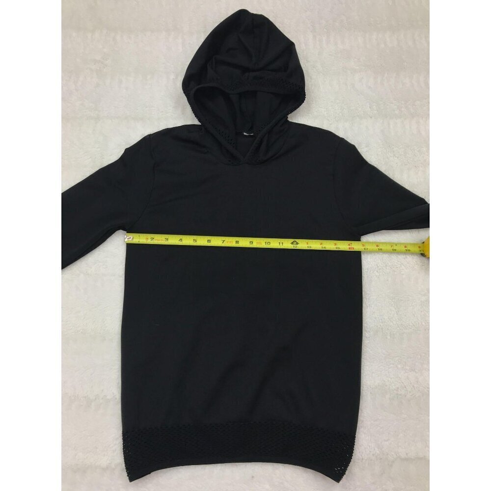 Fabletics Megan Seamless Hoodie Medium Pullover Black Mesh - Picture 7 of 8